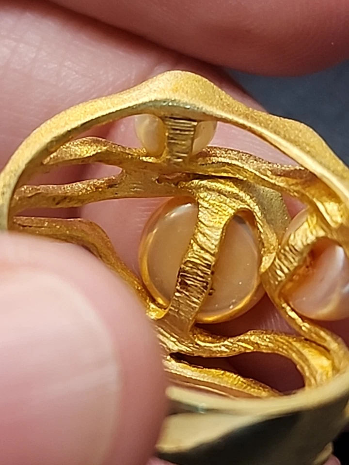 Anillo Perla Colección Honora 3 Colores Talla 11 Oro Mate Sobre Plata Italia Foto 4 de 4