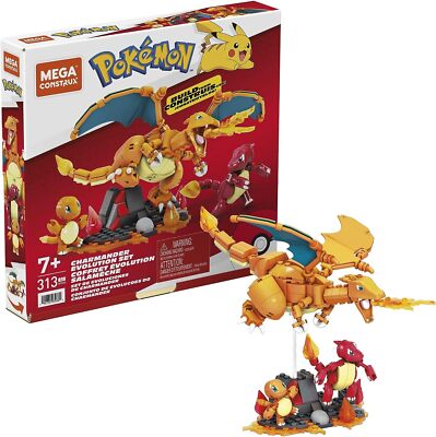 MEGA Pokmon Actionfigur Bauspielzeug für Kinder, Charmander Evolution Set mit