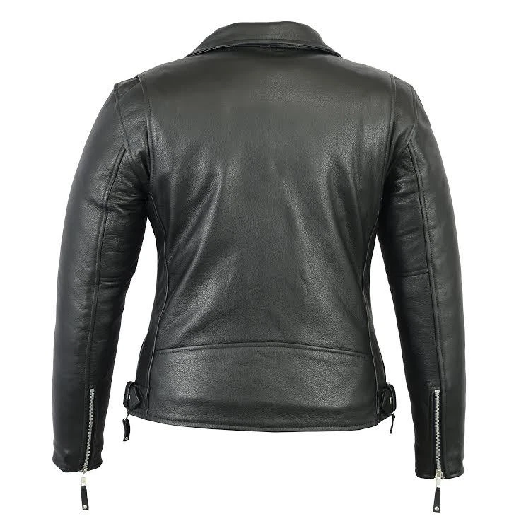 New Women's Black Biker Style Moto Genuine Soft Cowhide Leather Jacket XS-3XL - Image 3 of 4