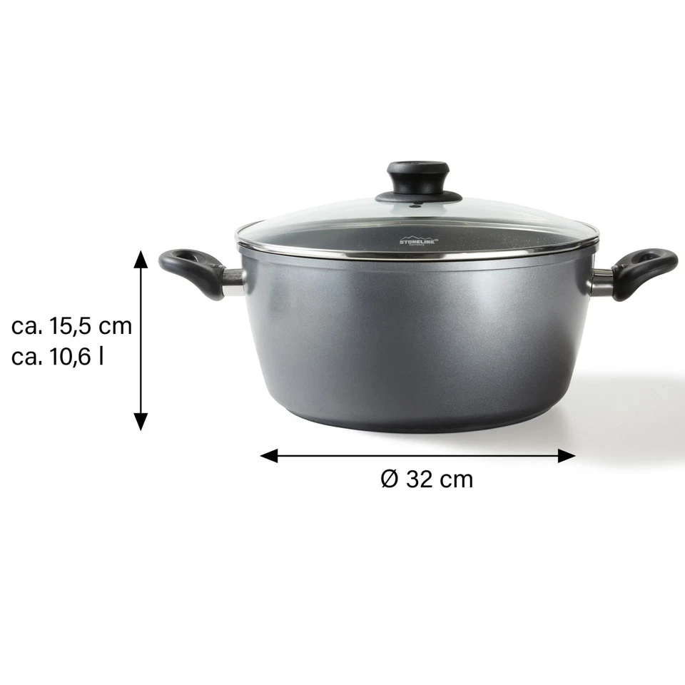 STONELINE® XXXL-Bratentopf 32 cm mit Glasdeckel Kochtopf Induktion 10117 IIWahl - Bild 4 von 4