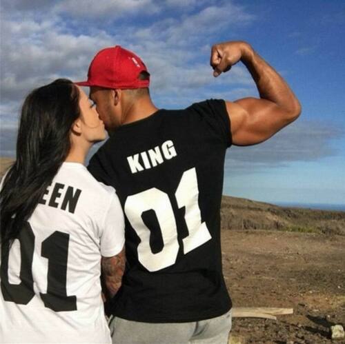 Couple T-Shirt Crown King And Queen Love Matching Summer Fashion Unisex Tee Tops - Picture 6 of 51