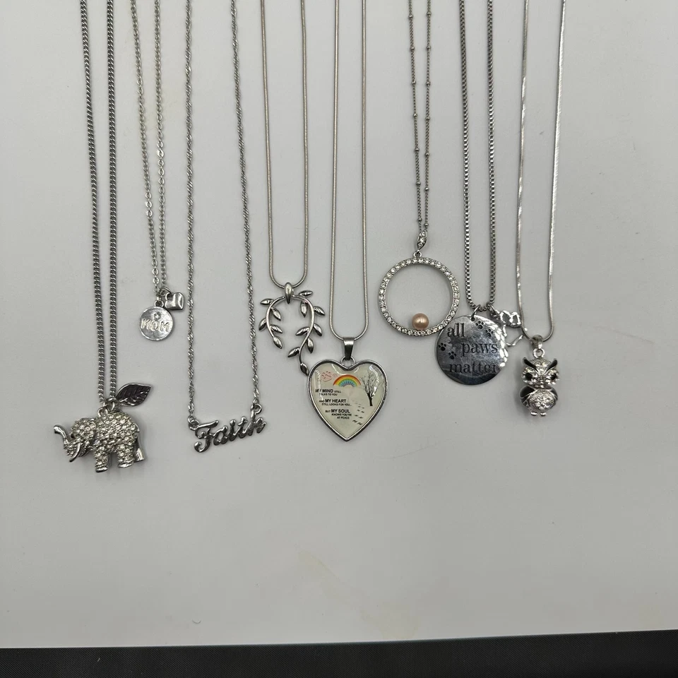 Ожерелье лот серебряного тона подвеска цепочка смесь слон сердце сова вера ювелирный набор - Изображение 2 из 4