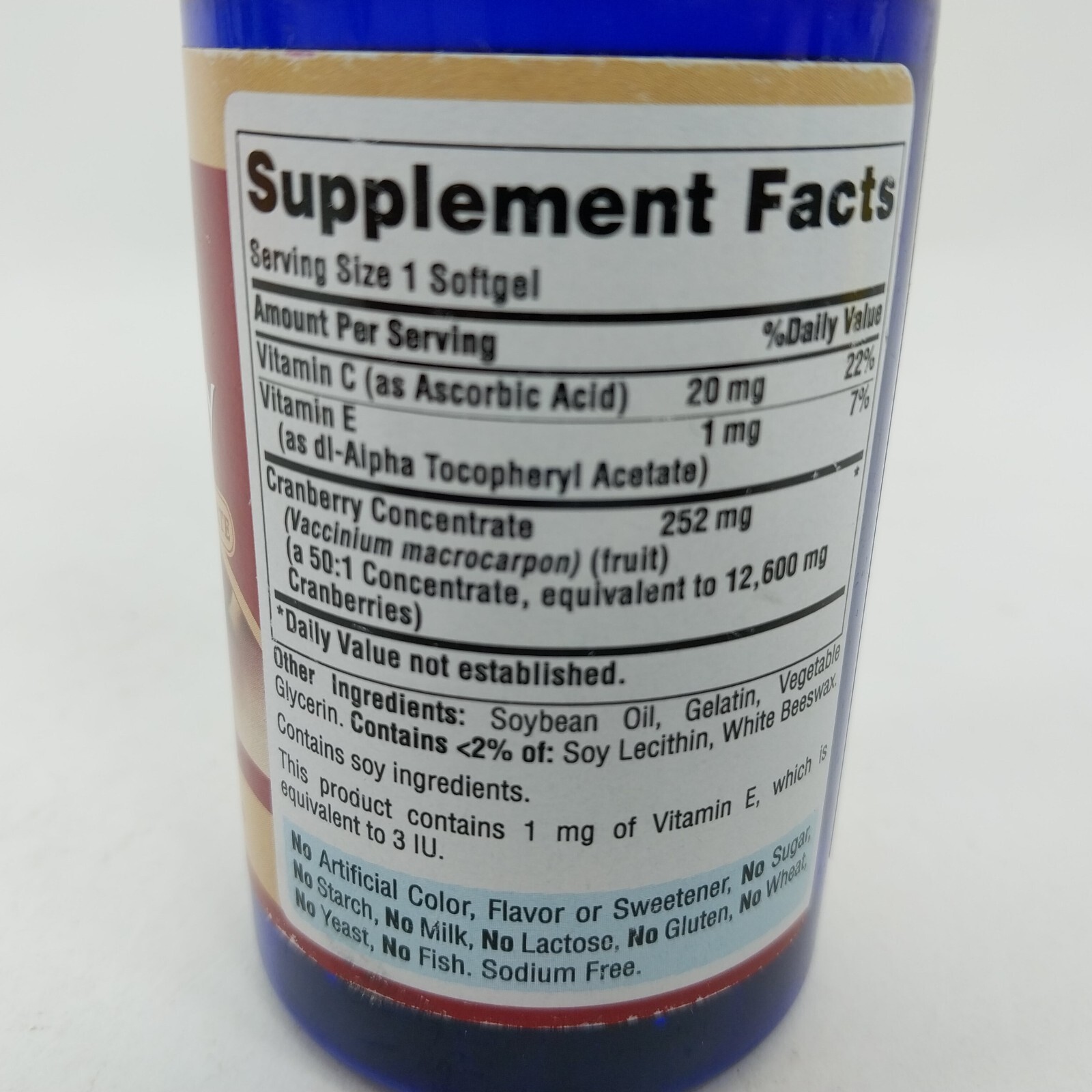 Puritan's Pride Cranberry Fruit Concentrate Plus Hibiscus Extract 6250