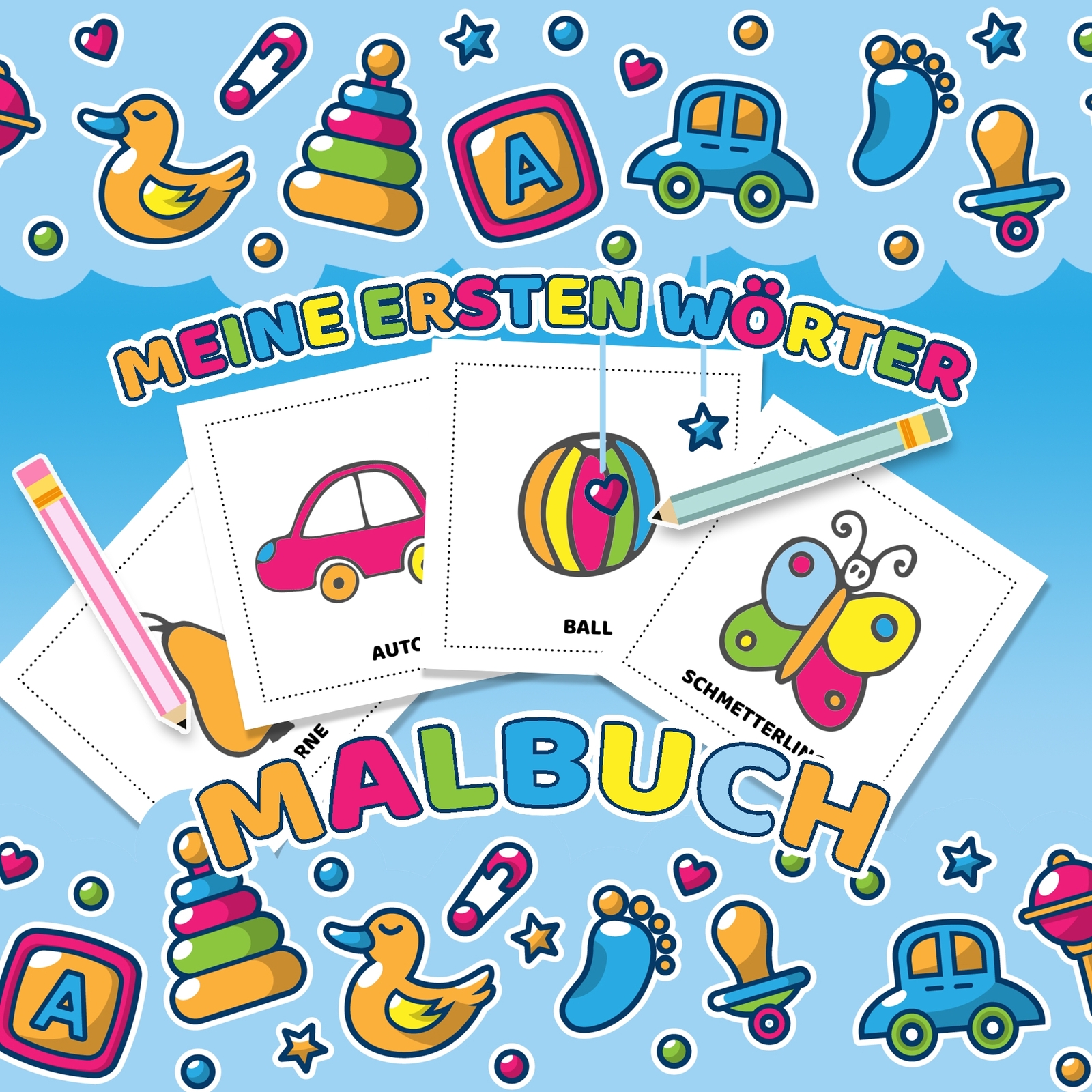 Thumbnail - Meine Ersten Wörter Malbuch - Das Kinderbuch Mit Einfachen Malvorlagen