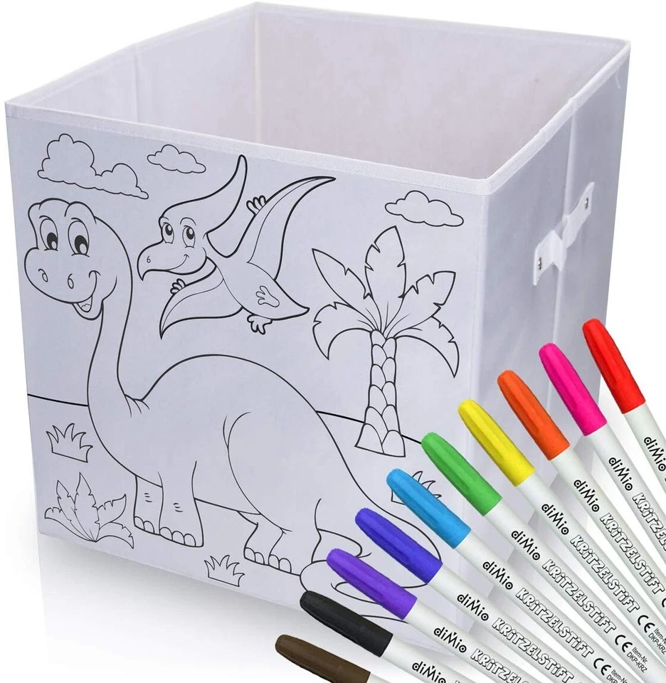 Faltbox Ausmalbox Spielbox Geburtstag Party Malen Einhorn Dino IKEA Box Regal - Bild 4 von 4