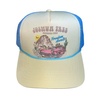 Joshua Tree National Park Foundation Snapback Hat Yellow Blue Mesh Cap