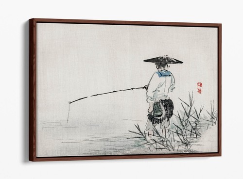 FISHERMAN BY KONO BAIREI, JAPANESE -FLOAT EFFECT FRAMED CANVAS WALL ART PRINT - Picture 10 of 12