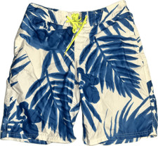 American Eagle Board Shorts Men's Size Small Swim Trunks Floral Blue Drawstring