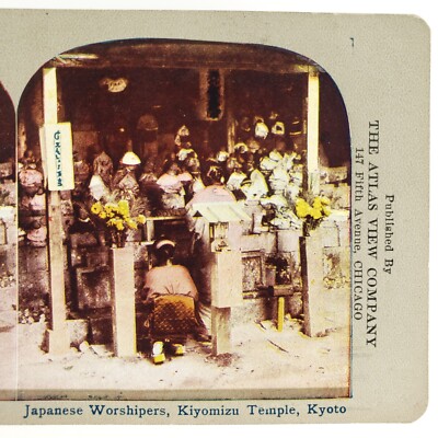 Kyoto Japan Kiyomizu-dera Temple Stereoview c1905 Atlas Japanese Worship H1108