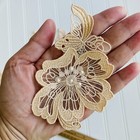 6 Pieces Apricot Floral Embroidered  Appliques/Patches for Sewing/Bridal/Crafts