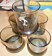 5 Starkist Charlie The Tuna  Smokey Lowball Tumbler Drinking Glasses