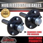 2X Trailer 5 Stud hubs Fitted 39mm Round Stub Axles. LM Holden Bearings 750KG