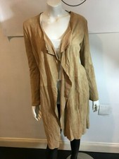 Scoop Nyc 14618 Beige Suede Asymmetrical Kimono Long Jacket Sz S
