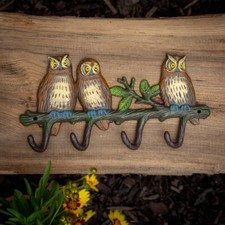Eulen- Garderobenhaken, Wandhaken, Kleiderhaken, Flurgarderobe, Gusseisen