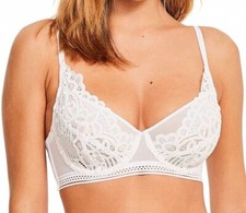 Figleaves Harper Bra White Geometric Lace Size 34F Underwired Full Cup 183166