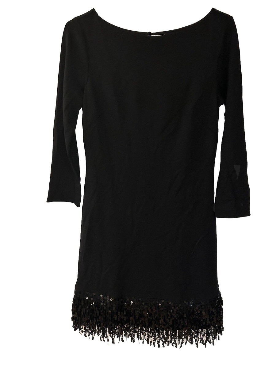 Eliza J Women's sequin fringe MIDI dress size 4 black f12 | eBay