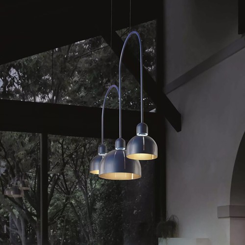 Lampadario lusso a led sospensione design moderno 3 luci blu MS-024 - Foto 3 di 3