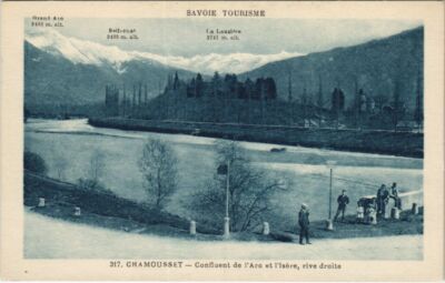 Old postcard CHAMOUSSET Confluent de l'Arc et l'Isere - Right Bank (1192943)