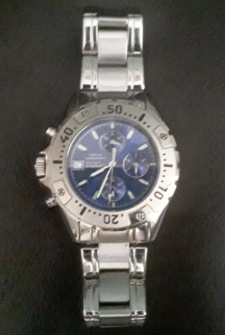 Men s Caravelle by Bulova Chronograph Watch C860269 Blue Dial eBay