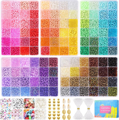 4Mm 13000Pcs+ Seed Beads for Jewelry Making, 120 Colors Small Glass