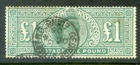 1902 GREAT BRITAIN KING EDWARD 7th £1 GREEN GOOD CDS USED vgc