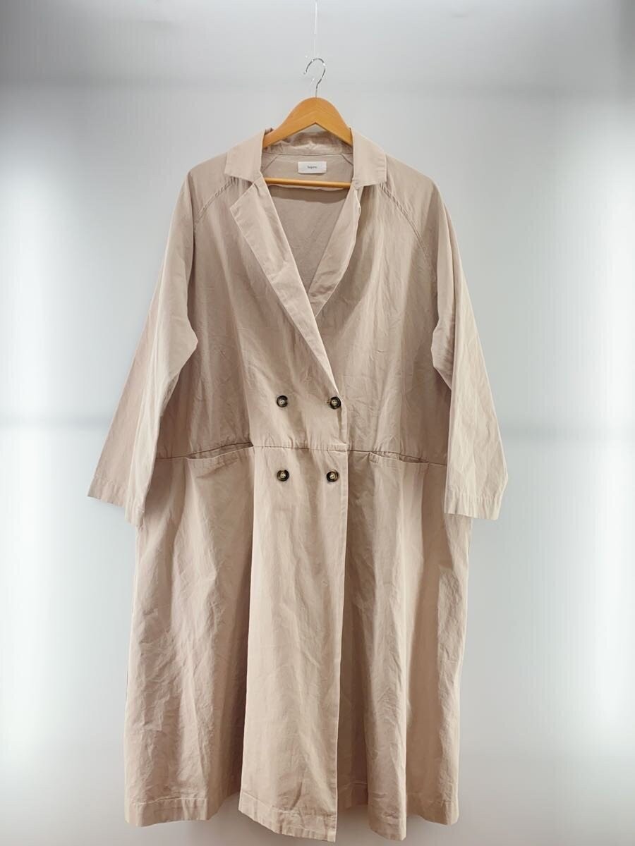 Hagumu Trench Coat/-/Cotton/Beg/Plain 2412