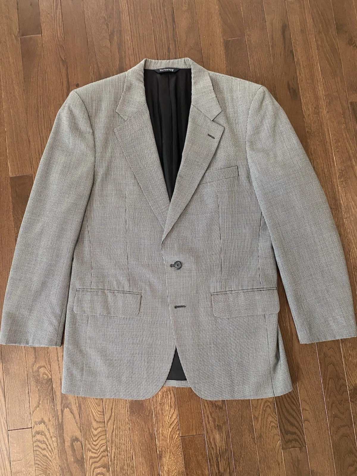 Giacca a pied de poule Burberry vintage lana bianca e nera taglia 38 regular