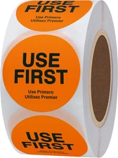 USE First Stickers Restaurant  Service FIFO Label 1.5 Inch Total 500 Labels per