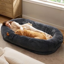 Human Dog Bed, 71.0" x 44.0" x 12.0" 71.0"L x 44.0"W x 12.0"Th Dark Grey