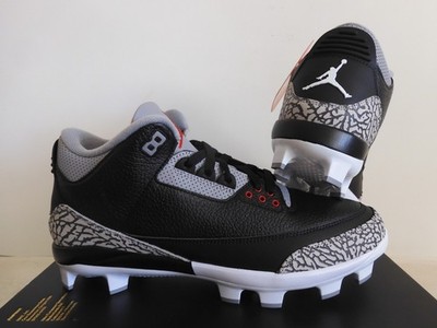 Nike Air Jordan 3 Retro MCS Black Cement Baseball Cleats Sz  display picture 1