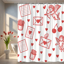 Charming Red Heart Shower Curtain for Cute Valentine's Day Decor