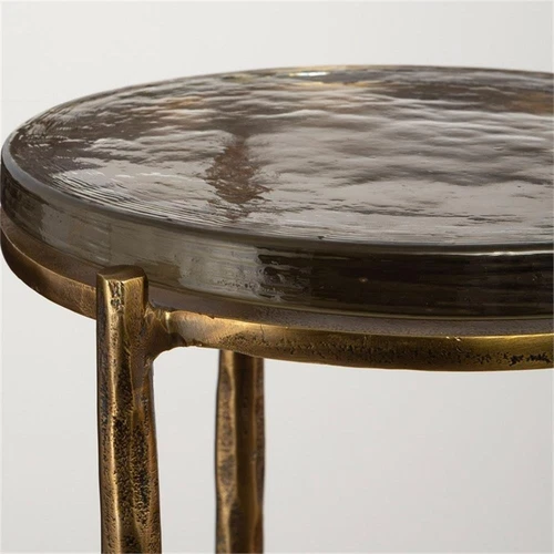 Uttermost Eternity Contemporary Aluminum/Glass Accent Table in Brass/Black - Picture 4 of 4