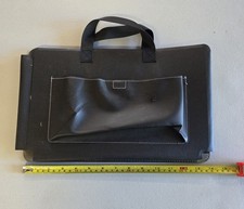 Black Leather Portfolio Briefcase Document Padfolio Organizer with Handles