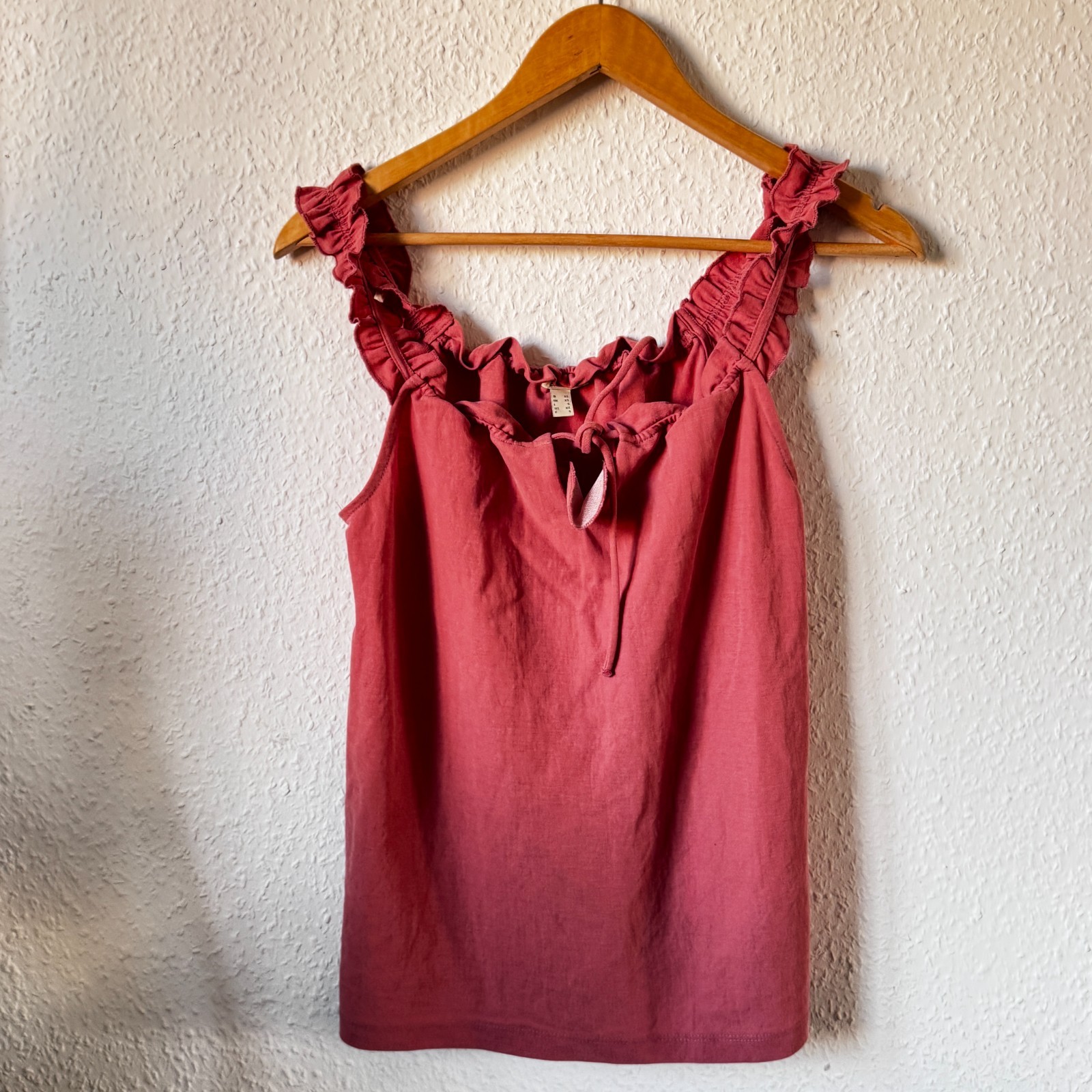 Esprit Terracotta Ruffle Strap Tank Top with Tie Neck image 2