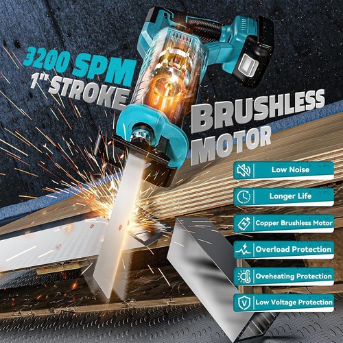 Cordless Reciprocating Saw for Makita 18V Battery, Brushless Recipro Saw,Variabl - Picture 7 of 8