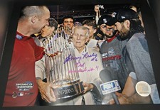 Johnny Pesky Signed 8x10 Photo Boston Red Sox 2004 World Series Trophy