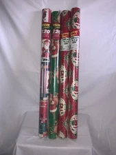 Vintage Christmas Wrapping Paper Rolls New Old Stock 4 Rolls