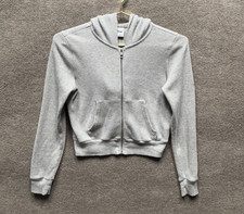 TNA Aritzia Waffle Knit Full Zip Hoodie Jacket XS Gray Crop Thermal Sweatshirt