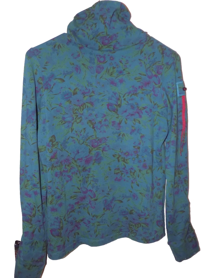 De colección S M y2k OILILY Suave Cuello en T Cinta Jersey TEAL Azul Púrpura Floral Suéter Foto 2 de 4