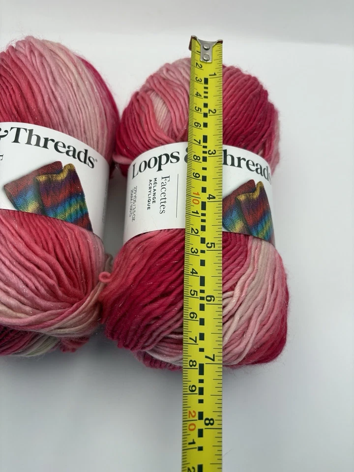 Lot of 2 Loops and Threads Facets Yarn ‘Dragon Fruit’ Pink Shimmer 3.5 Oz/279 Yd - Image 2 of 4
