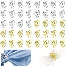 Set of 40 Leaf Napkin Rings Elegant Metal Gold Napkin Holder Table Napkin Rings