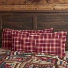 Rustic King Pillow Case Set of 2 Red Braxton Cotton Bedroom Decor VHC Brands