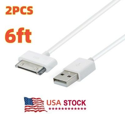 2x  For  iPad iPod Classic - 1m Old Type USB Charging Data Sync Cable 30pin 6ft
