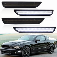 For 2010-2014 Ford Mustang Smoked Front Rear Fender LED Side Marker Light Set 4X
