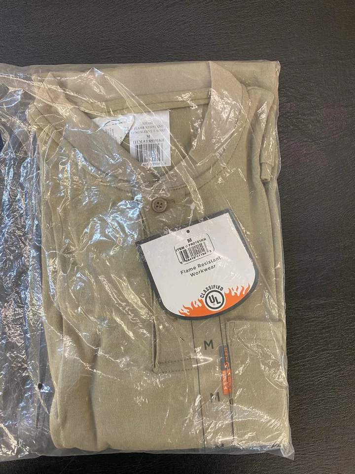 NUEVO-Rasco FR Impermeable Manga Larga Henley Caqui Talla Mediana Foto 4 de 4