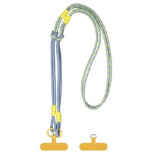 Adjustable Phone Crossbody Lanyard with 2 Phone Tether, Grey Yellow