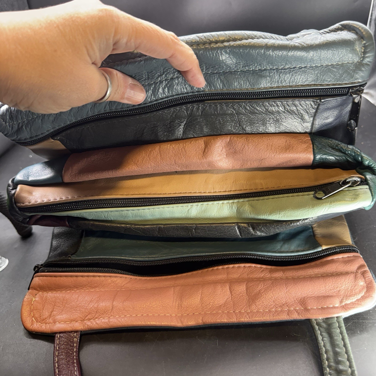 Multicolor Leather Patchwork Shoulder Purse Bag D… - image 11