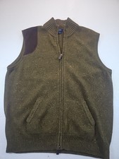 Cremieux Wool Blend Full Zip Sweater Vest Mens XL Green Mock Neck Rustic Classic