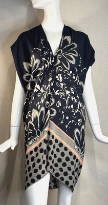 ZERO + MARIA CORNEJO Navy Silk Damask Dot Dress SIZE 4, Spring Summer 2023 NWOT