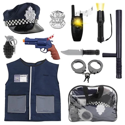 Police Deguisement Enfant Policier Costume Gilet Ensemble de Costume de Police - Photo 1/4